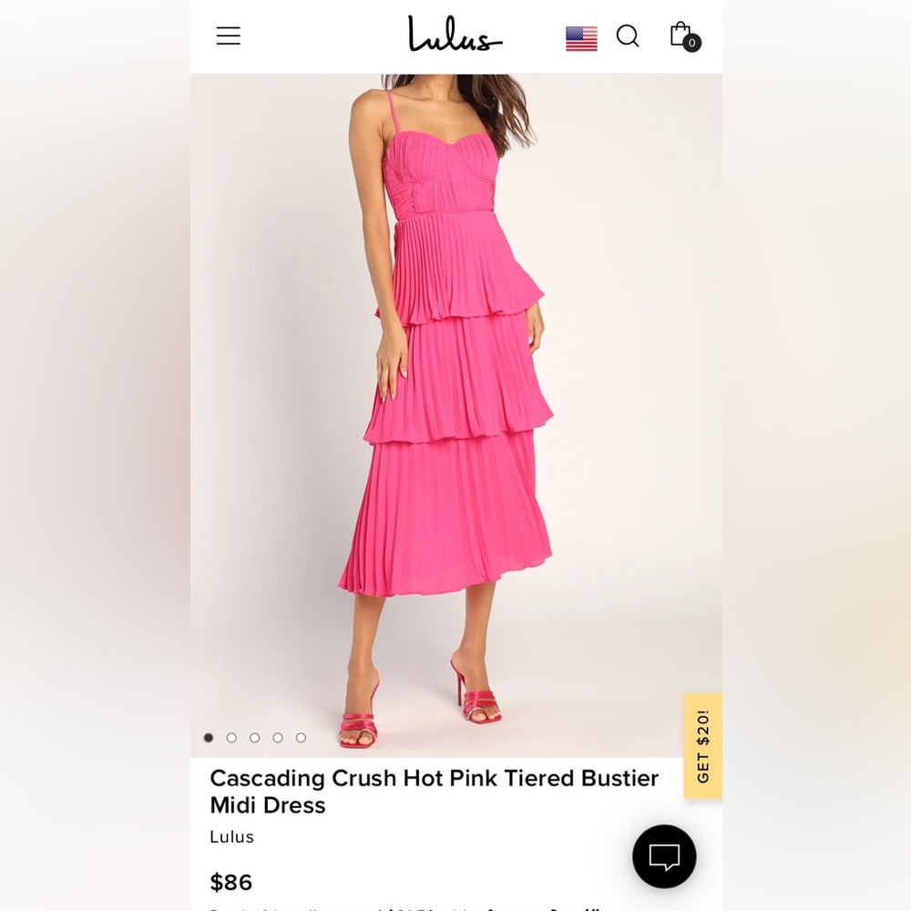 Lulus pink tiered midi dress, new with tags